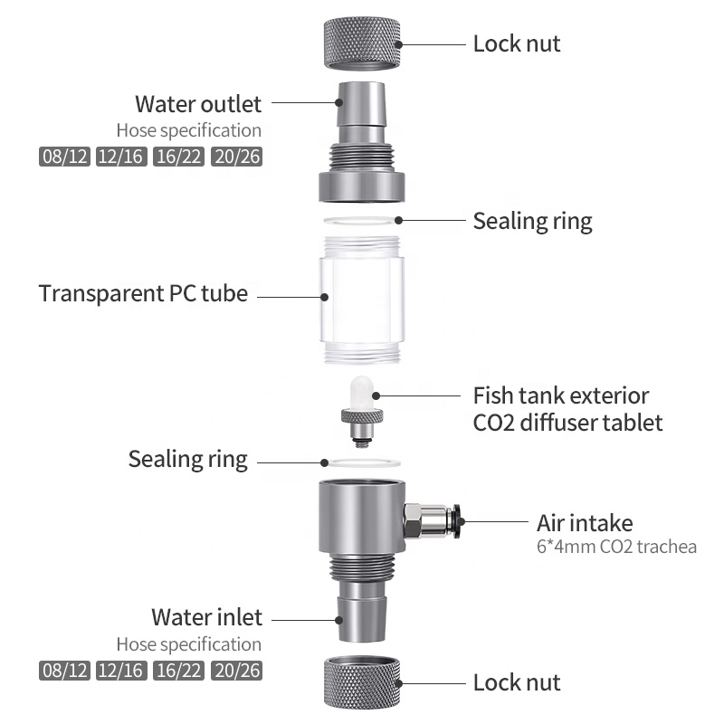 水族館の外部CO2噴霧器,チェックバルブ付きの外部CO2ディ - Aquarium Plant Outside のレビューと価格